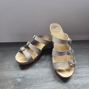 Dansko Taupe Triple-Buckle Tarin Sandals for Women